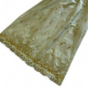 Bridgerton Style Lace Floral Embroidered Satin Slip Skirt Midi Pastel Green M*